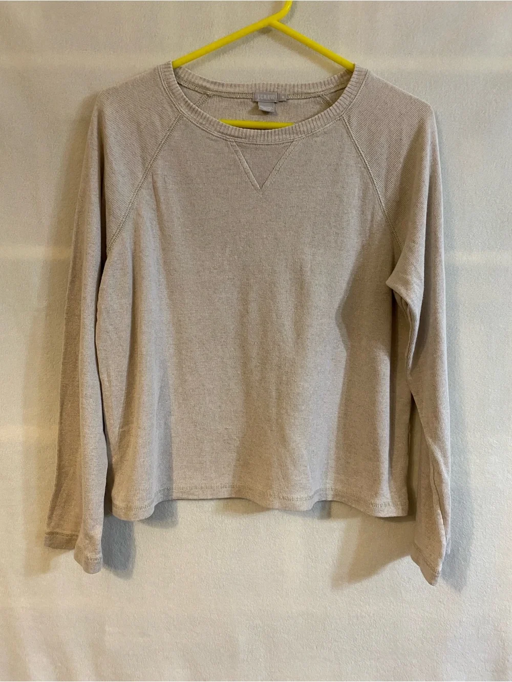 J. Crew vintage oatmeal linen cotton long raglan sleeve ribbed top